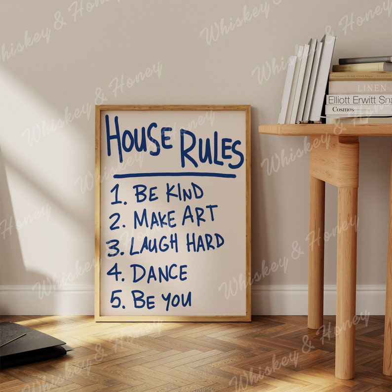 Digital Download | House Rules Art Print | Printable Art | Trendy Art ...