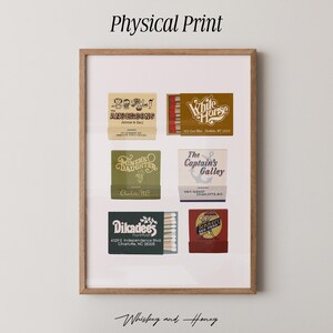 Physical Print | Vintage Charlotte North Carolina Matchbooks Art Print | Charlotte NC Poster | Matchbook Collage | Bar Cart Art |NC Poster