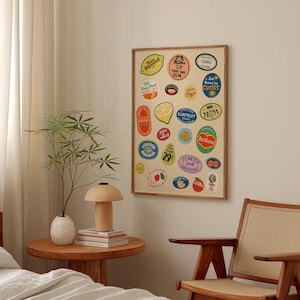 Vintage Fruit Stickers Art Print | Retro Kitchen Decor (Digital Download) image 4