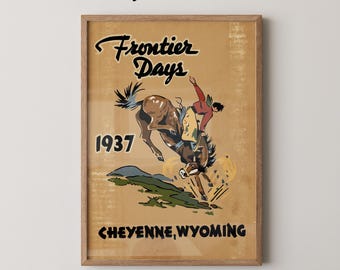 カウボーイと馬の壁飾り - シャイアン・フロンティア・デイズ・ロデオ