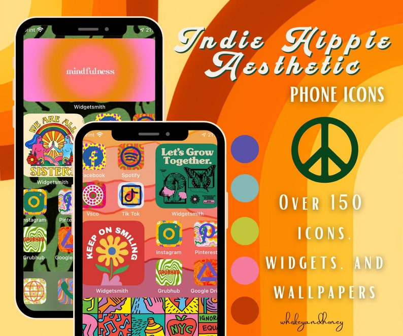 Indie Hippie Aesthetic IOS 14 Icons Pack | Android and Iphone icons 