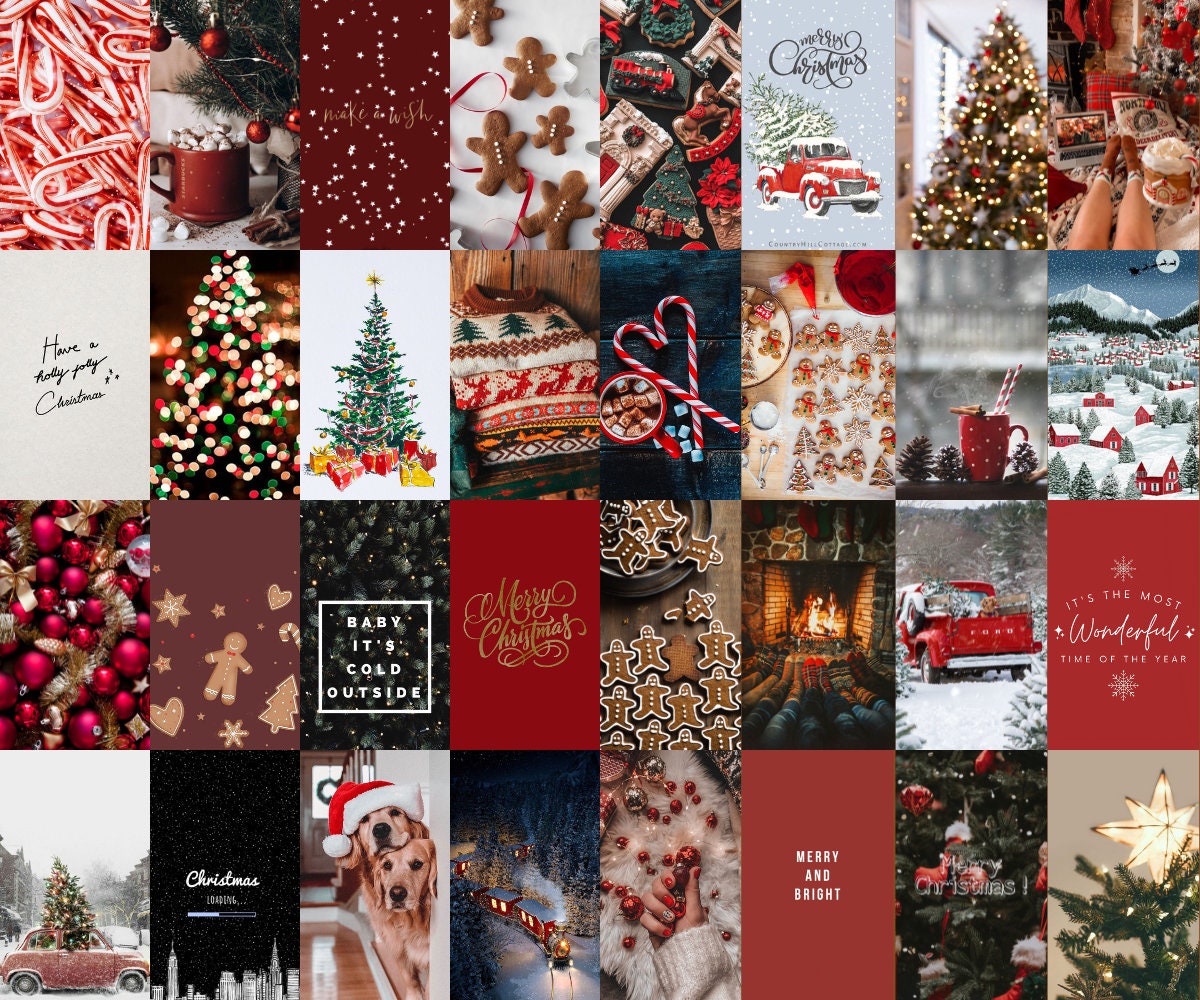 20+ Christmas Collage Aesthetic Ideas : Let It Snow Red Collage 1 - Fab  Mood