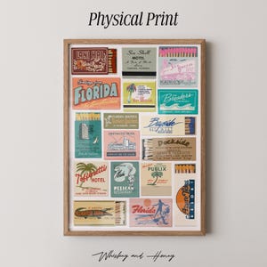 Physical Print | Vintage Florida Matchbooks Art Print | Bar Cart Art | Trendy Art | Matchbook Art | Florida Poster | Beach House Decor |