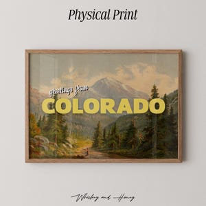 Physical Print | Greetings From Colorado Art Print | Vintage Postcard Art | Colorado Poster | Trendy Art | Office Art | Retro Wall Art