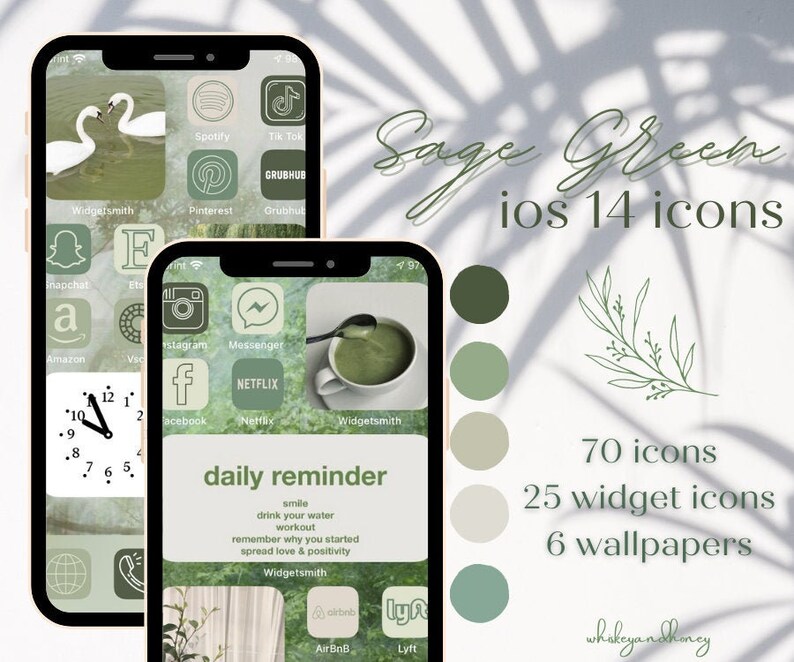 Sage Green Aesthetic IOS 14 Icons Pack Etsy