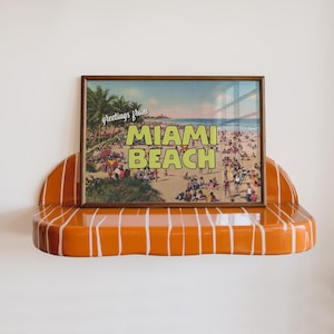 Descarga digital / Impresión artística vintage de Miami / Póster de playa vintage / Arte retro / Arte de postal vintage / Arte de viajes / Póster de Florida