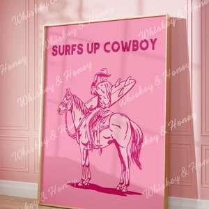 Digital Download | Pink Surfs up Cowboy Art Print | Printable Art