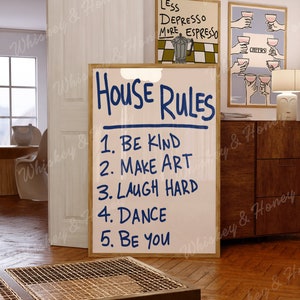 Digital Download | House Rules Art Print | Printable Art | Trendy Art Print | Home Decor | Apartment Poster | Dorm Decor | Bar Cart Art