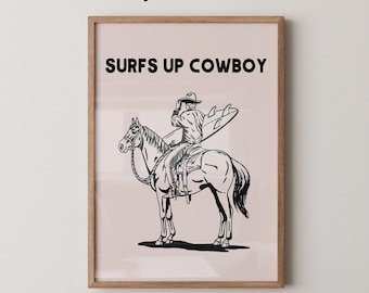 Plakat z kowbojem Surfs Up | Plakat z kowbojką z Dzikiego Zachodu