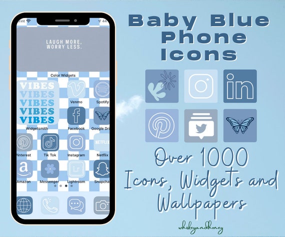 Baby Blue Aesthetic Phone Icons Pack Iphone Ios14 And Etsy