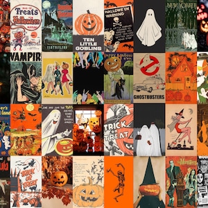 Vintage Halloween Wall collage | Digital download | 75 pieces