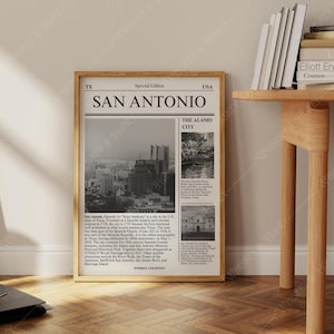 Descarga digital / Póster del estado de San Antonio / Impresión artística de Texas / Arte periodístico / Póster de viaje / Arte mural de San Antonio / Arte minimalista