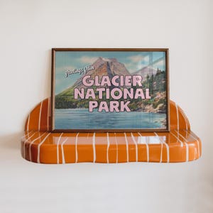 Download digital | Saudações do Parque Nacional Glacier | Arte de cartão postal vintage | Impressão de arte de Montana | Arte retrô | Pôster de arte de viagem