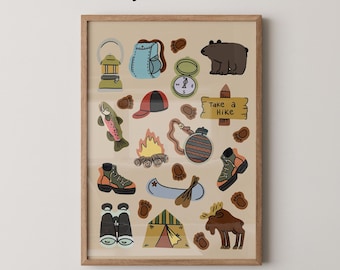 Take A Hike Art Print | Retro Camping Poster