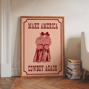 デジタルダウンロード | 「Make America Cowboy Again」アートプリント | ウエスタンアート | プライドアート | ゲイカウボーイプリント | USAポスター | ウエスタンインテリア
