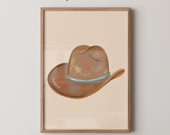 Cowboy Hat Painting Art Print | Western Home Decor
