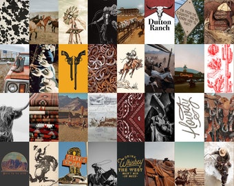 Cowboy Aesthetic Wall Collage | Western Decor (Digital Download, 75 Pieces)