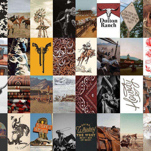 Cowboy Western Aesthetic Wall Collage Digital Download 75 - Etsy