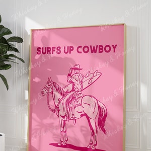 Digital Download | Pink Surfs up Cowboy Art Print | Printable Art