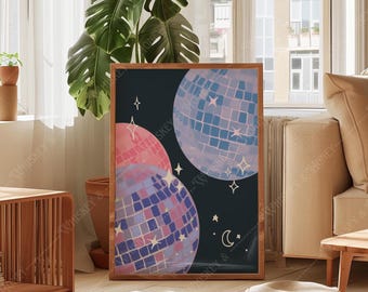 Trendy kunstprint discobal | Retro discodecor (digitale download)