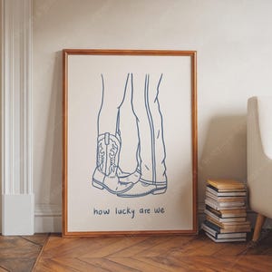 Digital Download | How Lucky Are We Art Print | Western Art Print | Cowboy Poster | Minimalist Western Art | Trendy Art | Bar Cart Art