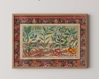 Impressão artística vintage de anúncio de especiarias | Decoração de parede retrô para cozinha