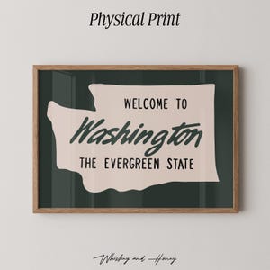 Physical Print | Welcome To Washington Sign Art Print | State Art | Travel Poster | Washington State Poster | Gallery Art Ideas |