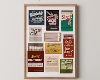 Vintage Alabama Matchbook Art Print | Bar Cart Poster
