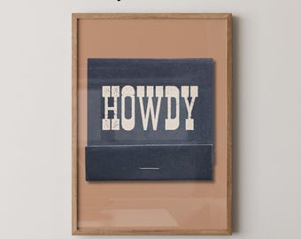 Howdy Matchbook Art Print | Vintage Western Wall Decor