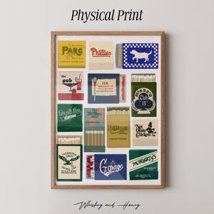 Physical Print | Vertical Philadelphia Matchbooks Art Print | Matchbook Collage | Philly Art Print | Philly Matchbooks | Bar Cart Art