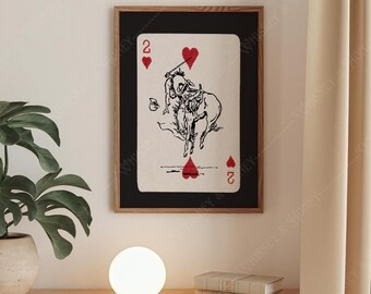 Impression d'art de rodéo en téléchargement numérique | Impression d'art occidentale | Art vintage de rodéo | Cartes à jouer occidentales | Décoration occidentale | Cowboy rodéo