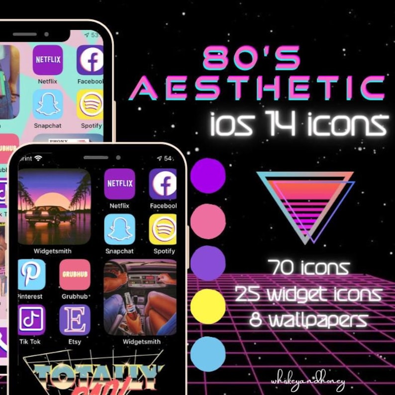80s Aesthetic App Icons: IOS 14, Wallpapers (Digital Download) image 1