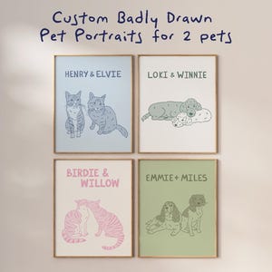 Custom Bad Pet Portrait for Two Pets | Dog Portrait | Cat Portrait | Unique Pet Portrait |Gift Ideas | Custom Gift Idea |Digital Download