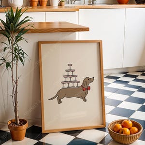 Digitaler Download | Weenie und Martinis Kunstdruck | Barwagen Kunst | Cocktail-Poster | Barwagen Dekor | Weiner Hund Poster | Trendige Wandkunst