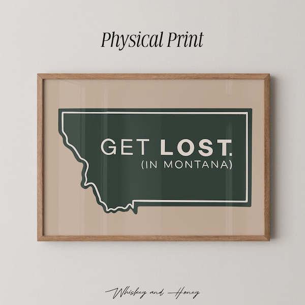 Impressão artística de placa rodoviária de Montana | Pôster de viagem de meados do século