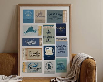 Marthas Vineyard Matchbooks Art Print | Coastal Collage (Digital Download)
