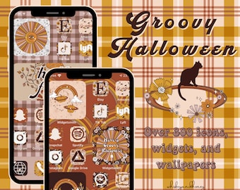 Groovy Halloween Esthetisch IOS 14-pack | Telefoonpictogrammen