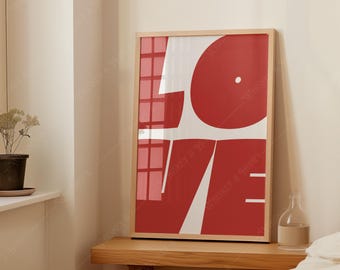 Czerwony wydruk LOVE | Modna galeria ścienna (do pobrania cyfrowego)