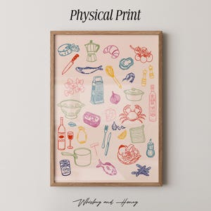 Physical Poster| Kitchen Ingredient Art Print | Printable Art | Kitchen Art | Food Art Print | Trendy Home Decor | Pasta | Italian Art