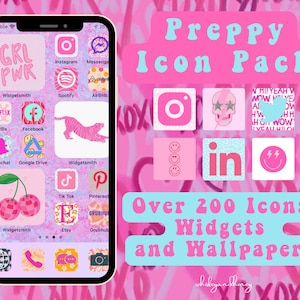 Pink Preppy Phone Icons Pack | Iphone and Android Icons | IOS Icons | Preppy Aesthetic