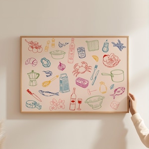 Ilustração de arte de cozinha italiana | Ilustração colorida de comida (Download digital)