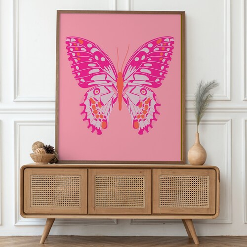 Vogue Butterfly Art Print Digital Download Pink Butterfly - Etsy