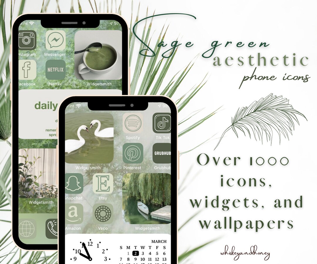 Sage Green Aesthetic IOS 14 Icons Pack Etsy