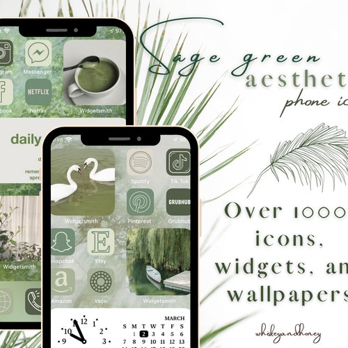 Sage Green Aesthetic IOS 14 Icons Pack Etsy