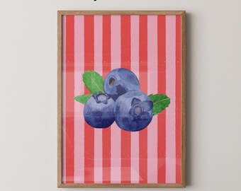 Blueberries Art Print | Mid-Century Modern Kitchen Wall Art