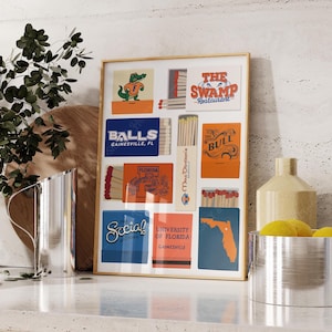 Digital Download | University Of Florida Matchbook Poster | UF Poster | Florida Gators Wall Art | College Art | Dorm Room Art | Gainesville
