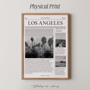 Physical Print| Los Angeles Poster | Travel Wall Art | Newspaper Poster | Minimalist Art | State Poster | LA Art | California Poster