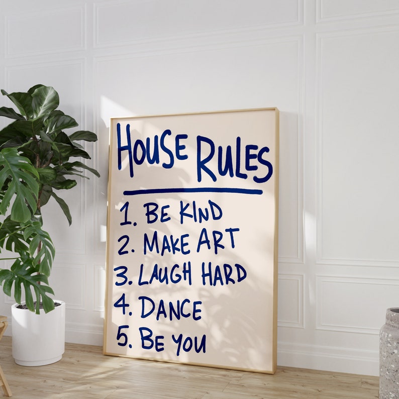 Digital Download | House Rules Art Print | Printable Art | Trendy Art ...