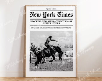 Digital Download | Cowboys Make Better Lovers Art Print | Printable Art | Newspaper Poster | Western Decor | Newspaper Art | Cowboy Art
