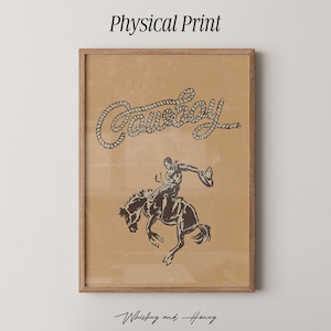 Plakat fizyczny | Sztuka vintage Cowboy | Sztuka do druku | Sztuka westernowa | Plakat Cowboy | Sztuka Bar Cart | Modny plakat | Plakat Cowboy